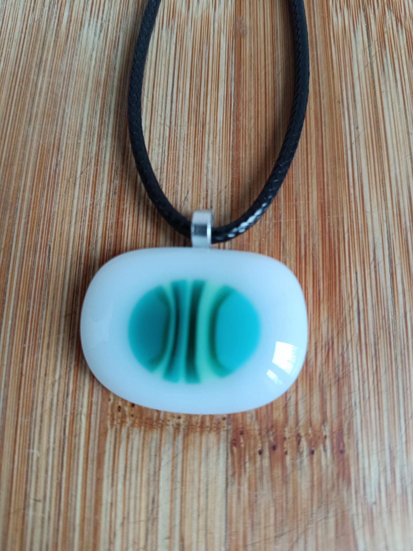 Handmade Glass Pendant Necklace - Blue, Green and White Glass Pendant - Gift for her, Letterbox Gift
