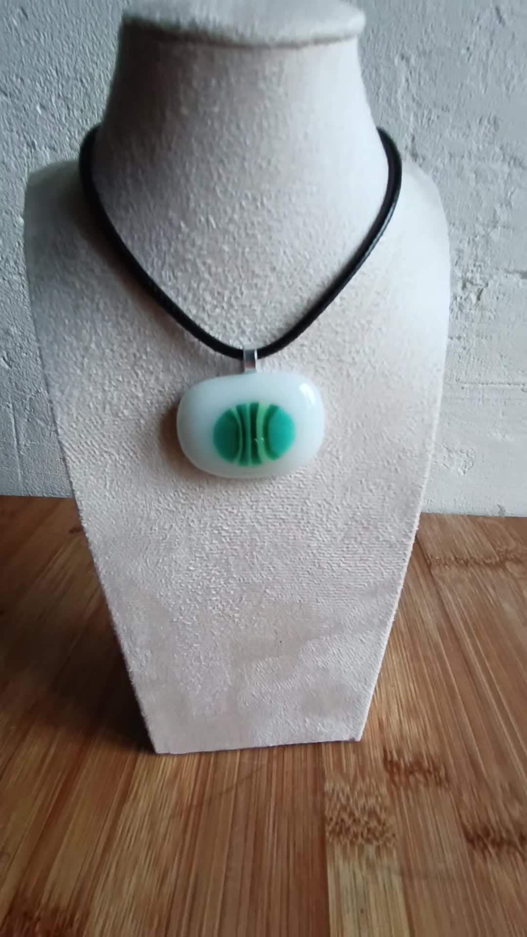 Handmade Glass Pendant Necklace - Blue, Green and White Glass Pendant - Gift for her, Letterbox Gift
