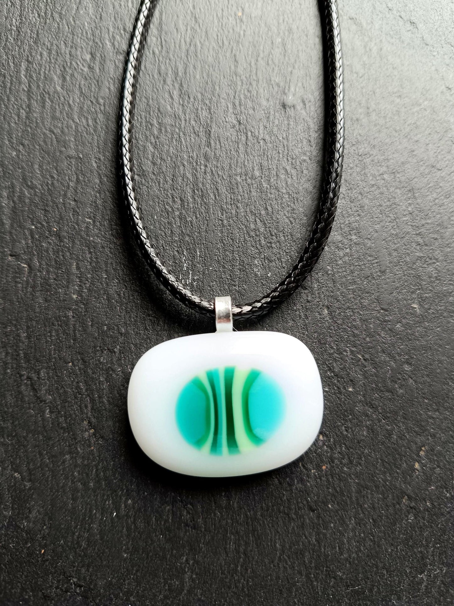Handmade Glass Pendant Necklace - Blue, Green and White Glass Pendant - Gift for her, Letterbox Gift