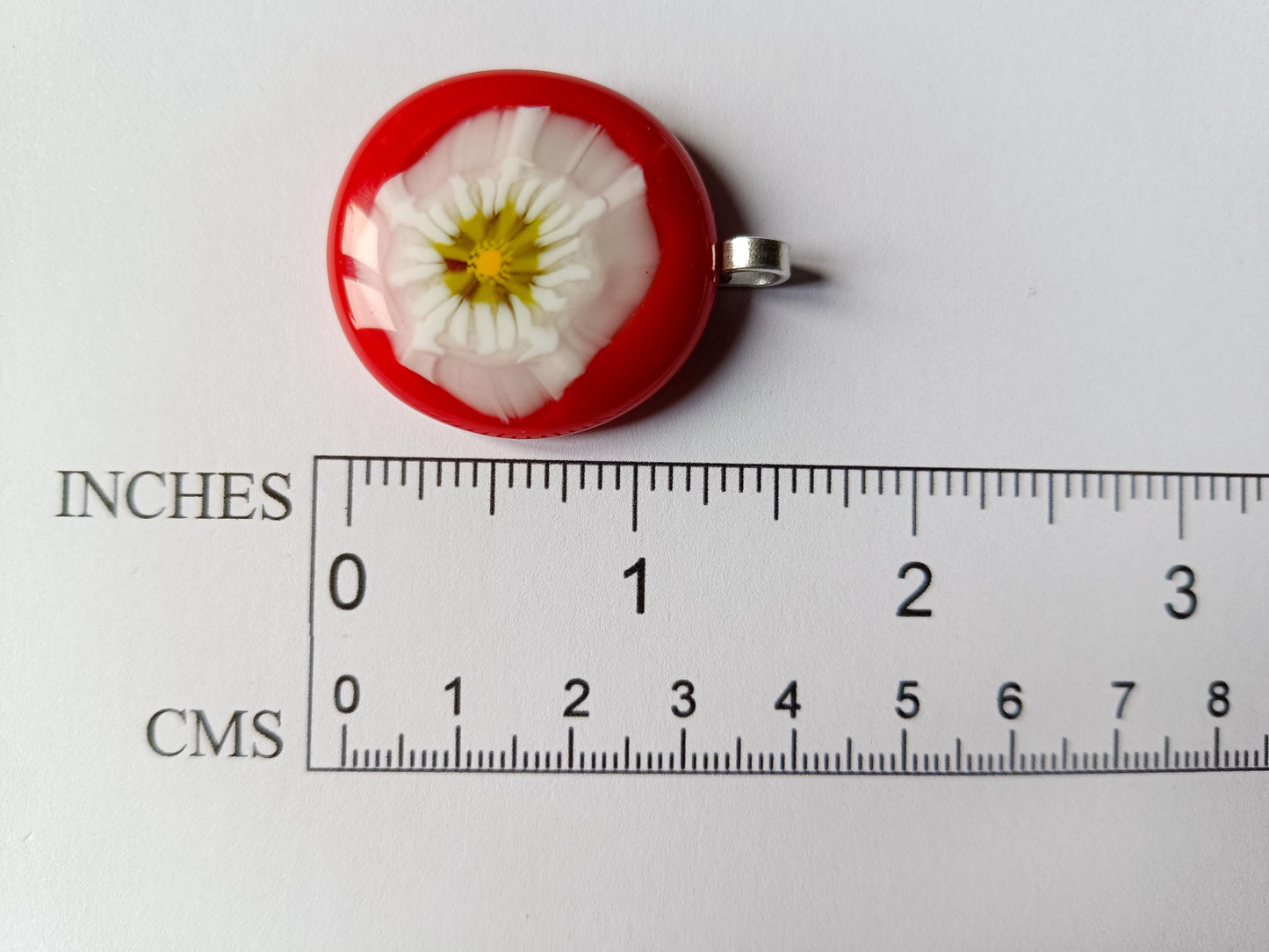 Handmade red fused glass pendant with necklace, gift for her, letterbox gift, handcrafted jewelry