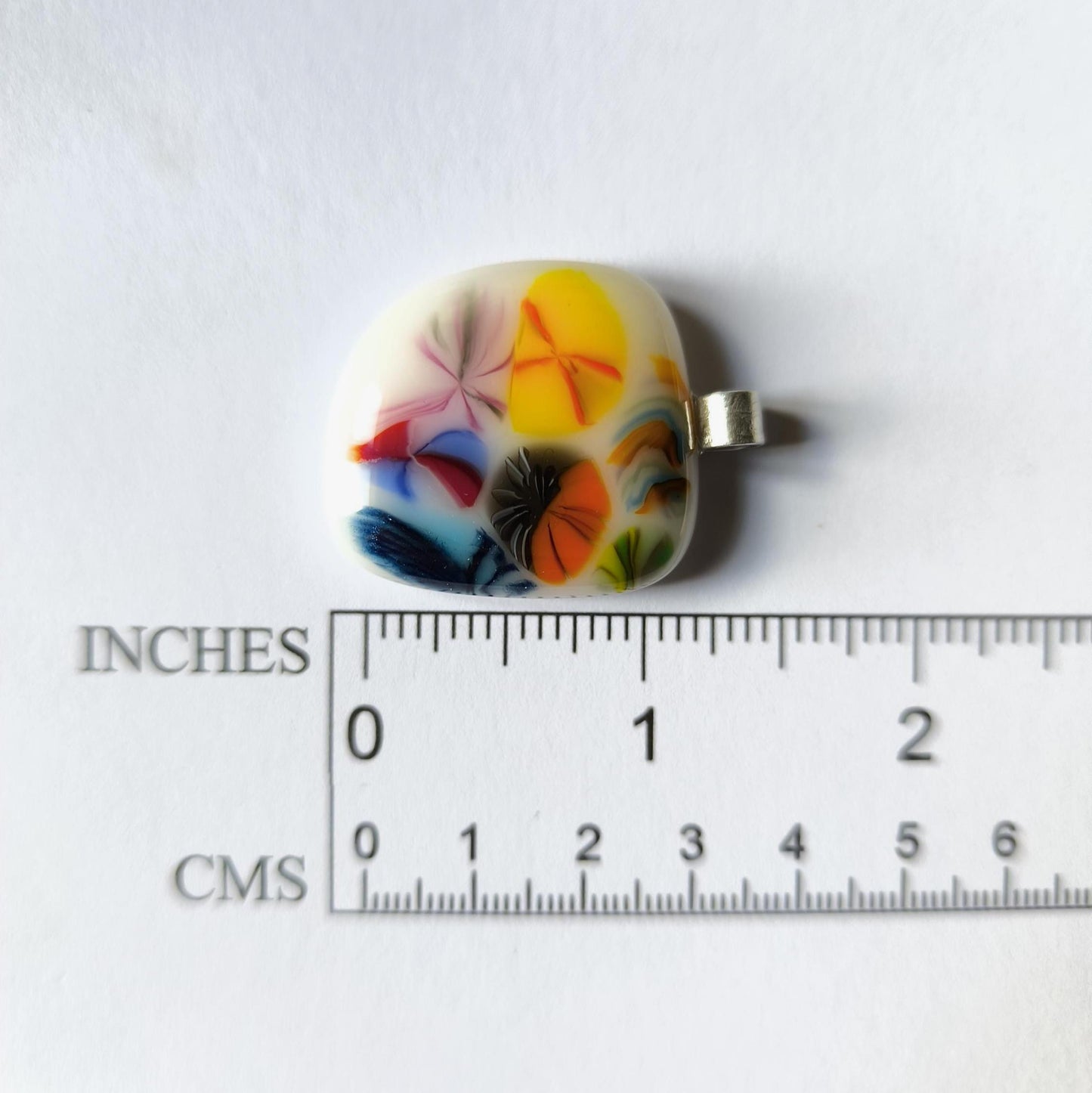 Handmade multicoloured fused glass pendant necklace, birthday gift, gender-neutral gift, artisan original jewellery, easy to mail gift
