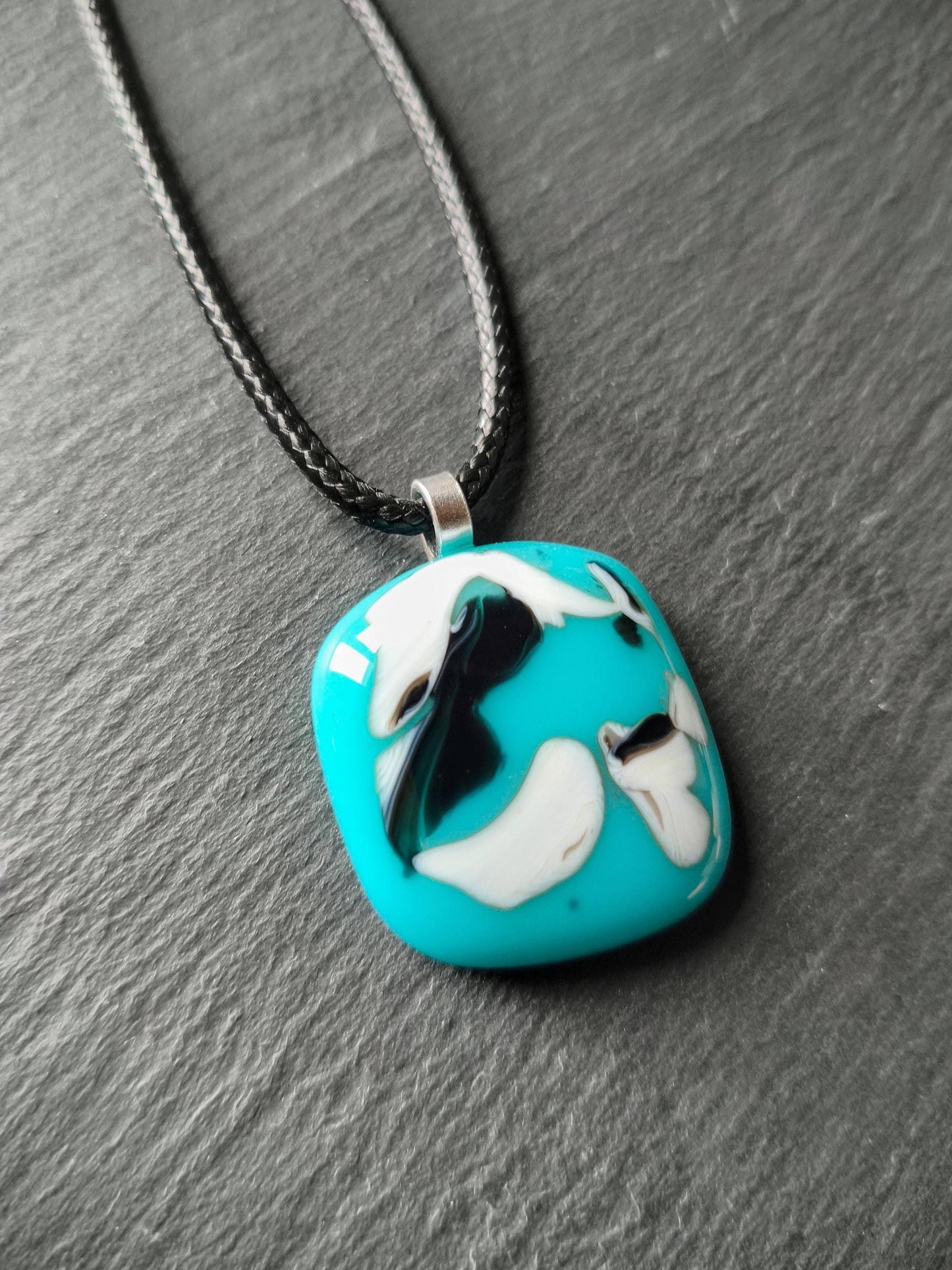 Blue glass abstract pendant necklace, gender-neutral gift, easy to mail birthday present, original unique gift idea