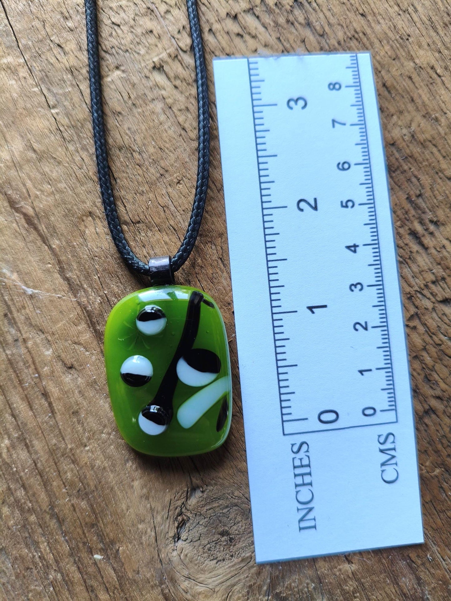 Large One Off Green Multi Coloured Funky Handcrafted Glass Pendant with Cord Necklace