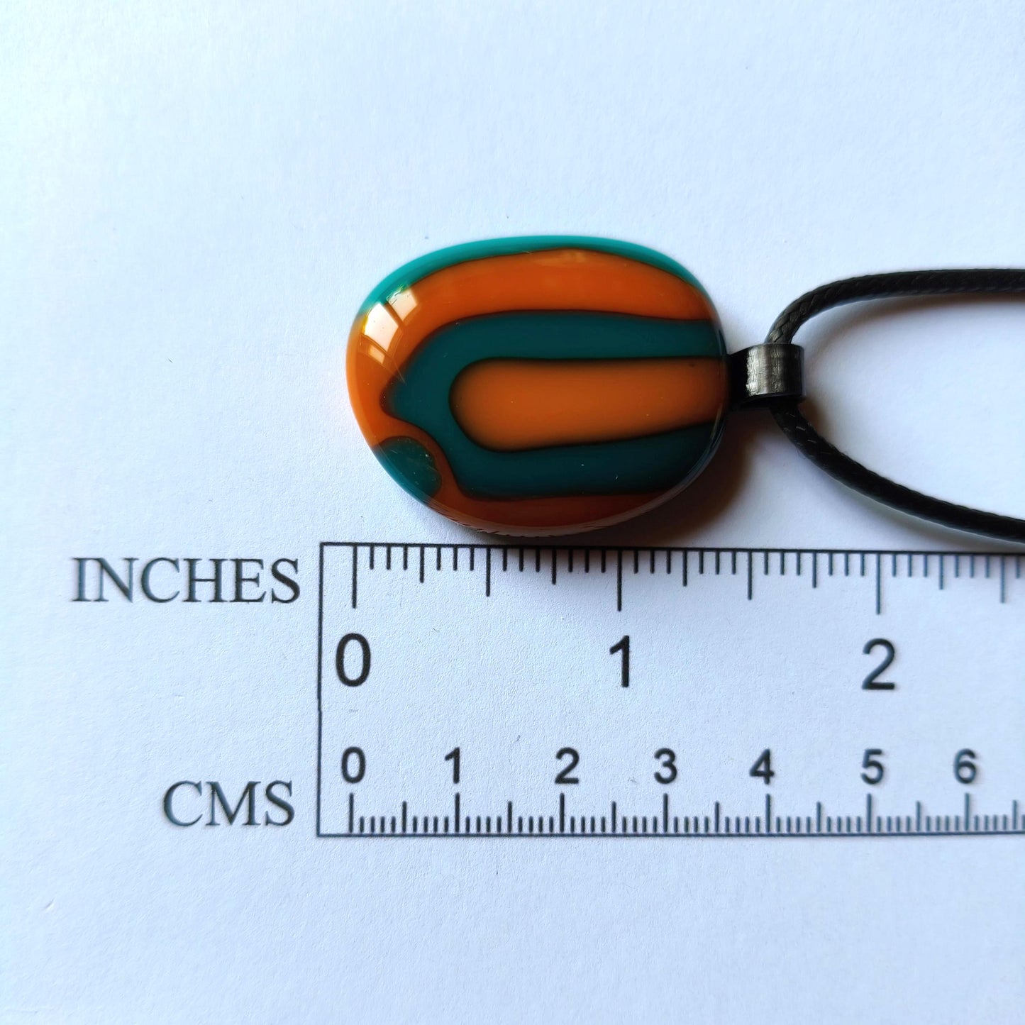 Turquoise and orange necklace, fused glass jewelry, ideas for festivals, easy to mail summer birthday gift