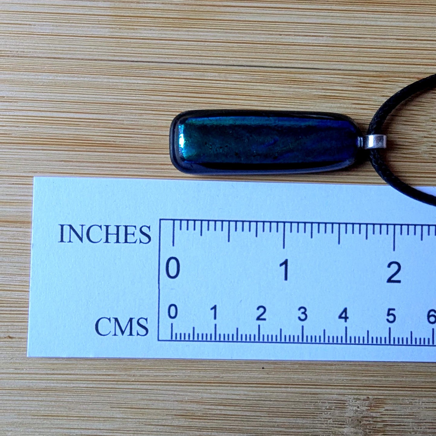 Long Vibrant Blue Turquoise Dichroic Glass Pendant with Necklace