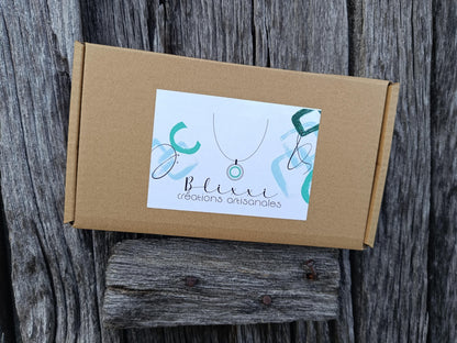Handmade Fused Glass Pendant in Natural Grey Tones with Necklace - Funky Gift for Him or Her, Unique Letterbox Gift,