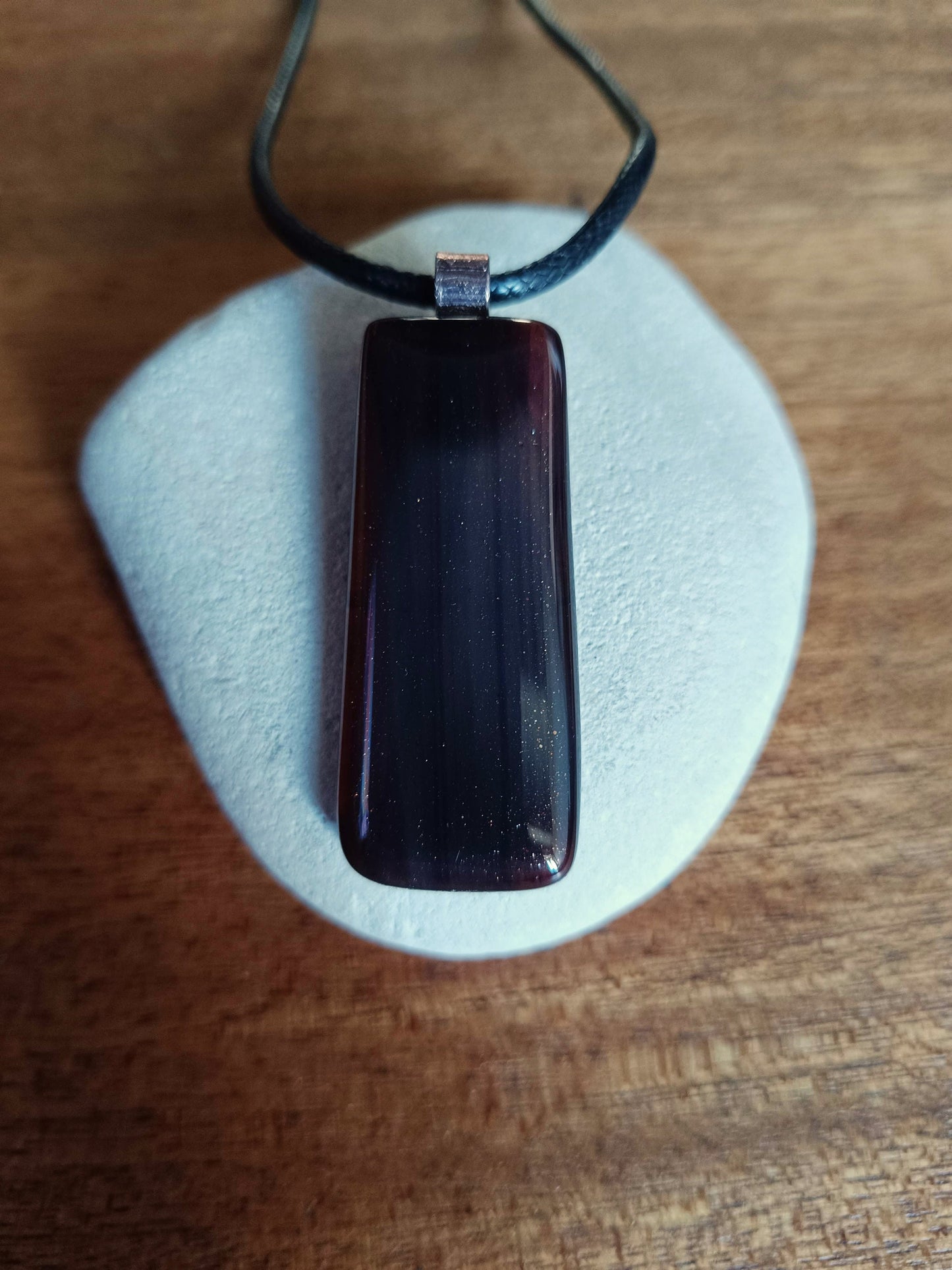 Handcrafted Deep Rich Brown Fused Glass Pendant - Unique Artisanal Jewelry Gift