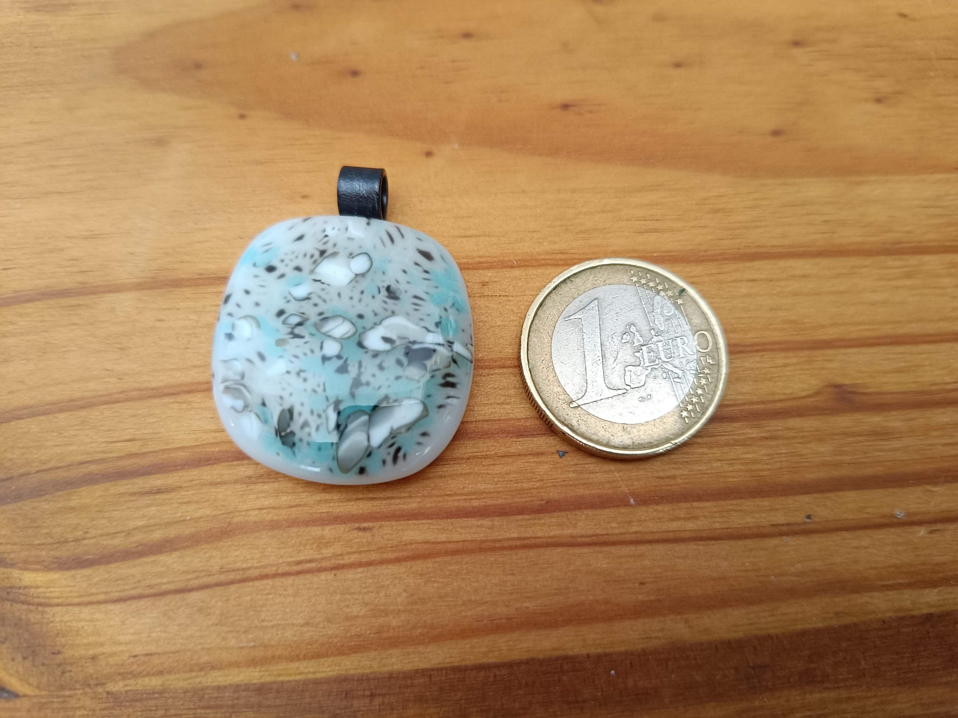 Handmade fused glass pendant with cord necklace, birthday gift for mom, sister, unique jewelry, boho chic, artisan glass, unusual gift