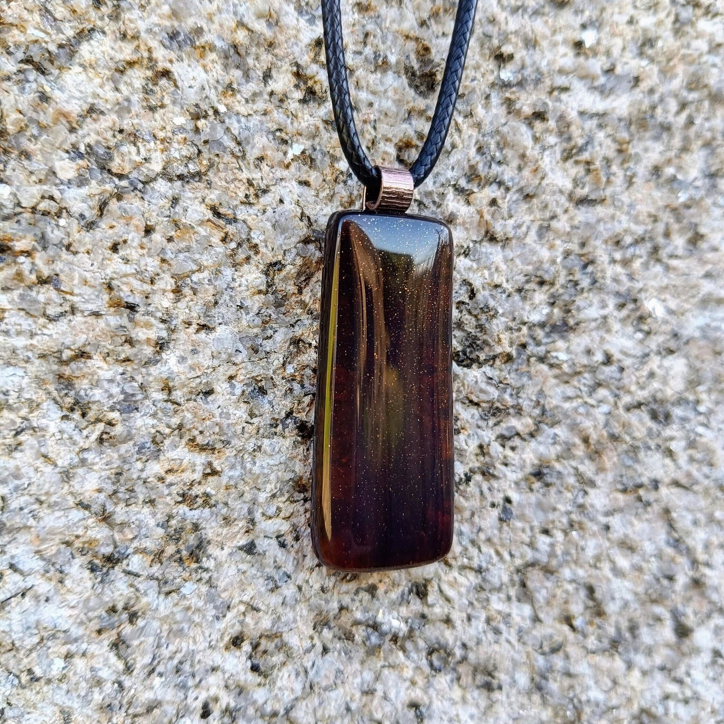 Handcrafted Deep Rich Brown Fused Glass Pendant - Unique Artisanal Jewelry Gift
