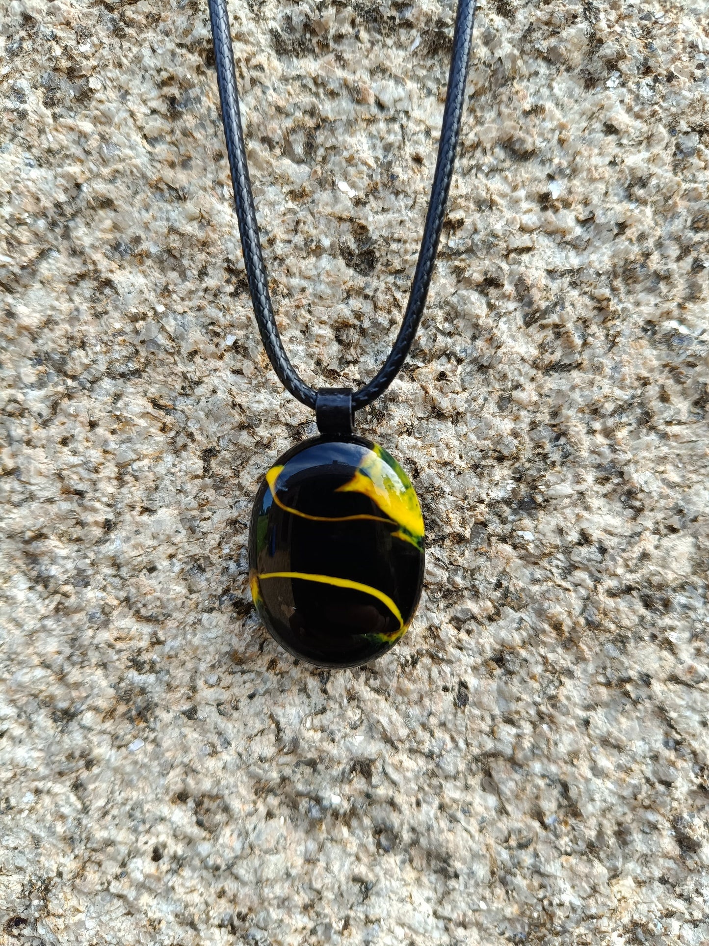 Handcrafted glass necklace pendant created from an old marble, gift for dad, original jewelry creation, for men or women.
