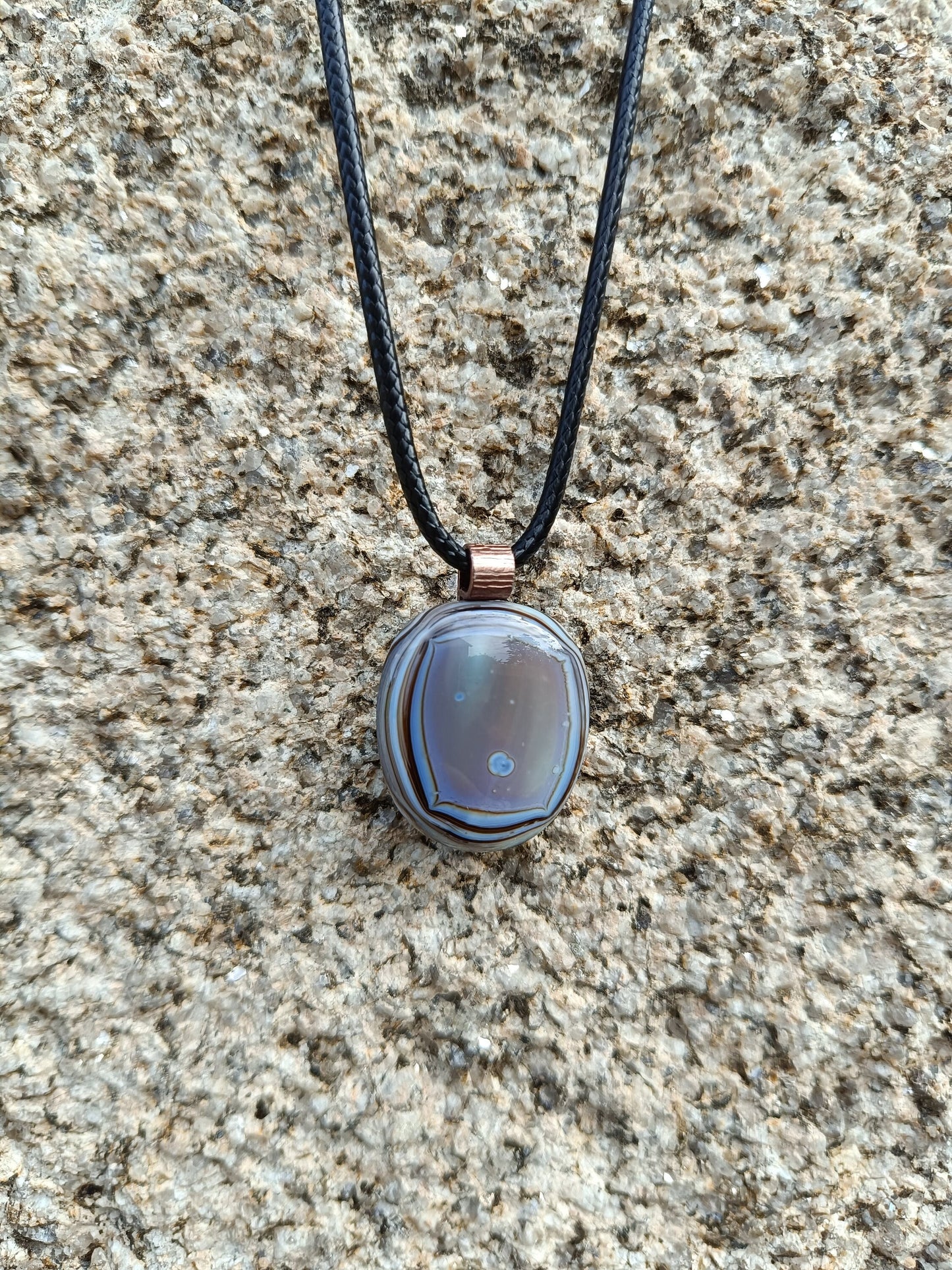 Handcrafted Men's Fused Glass Pendant Necklace in Earthy Tones - Gender Neutral Gift - Letterbox Gift