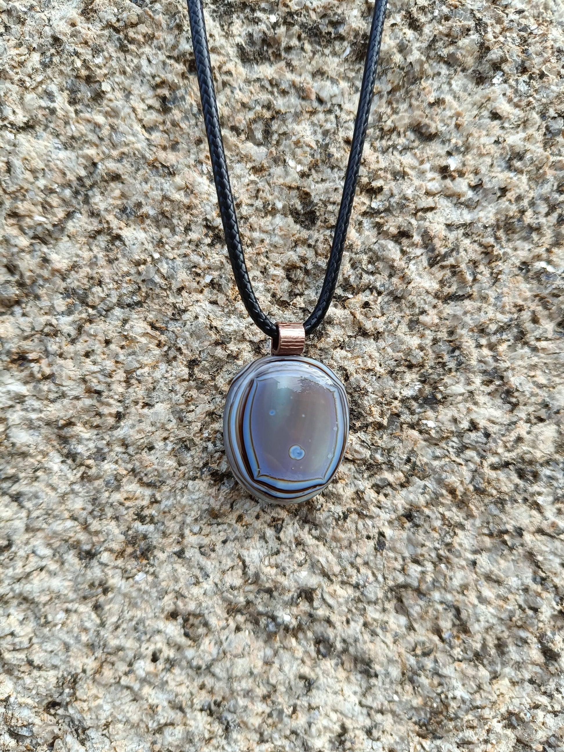 Handcrafted Men's Fused Glass Pendant Necklace in Earthy Tones - Gender Neutral Gift - Letterbox Gift