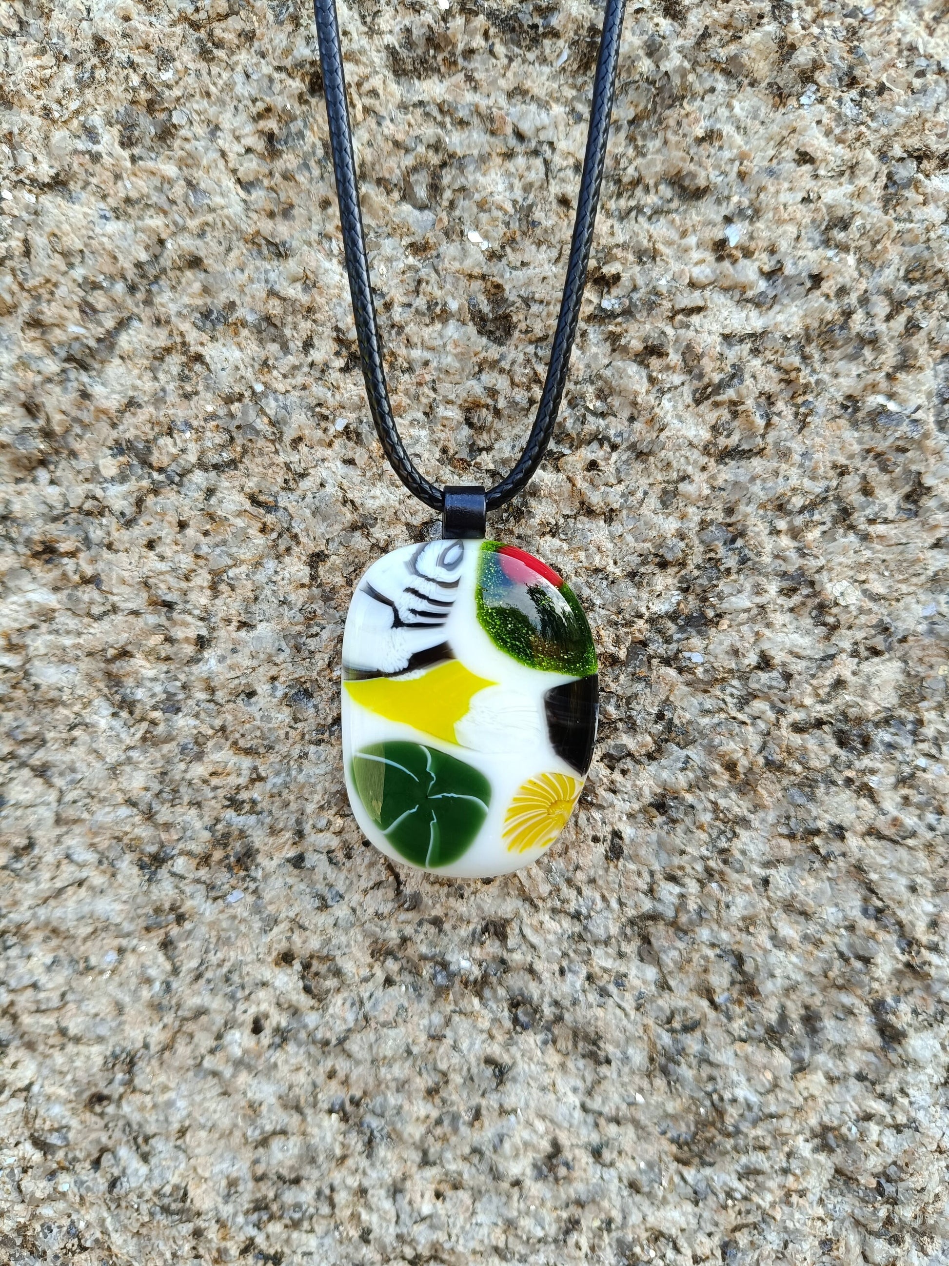 Handmade artisanal glass necklace, colourful necklace gift, one-off jewellery present, jewelry for mom, gift for sister