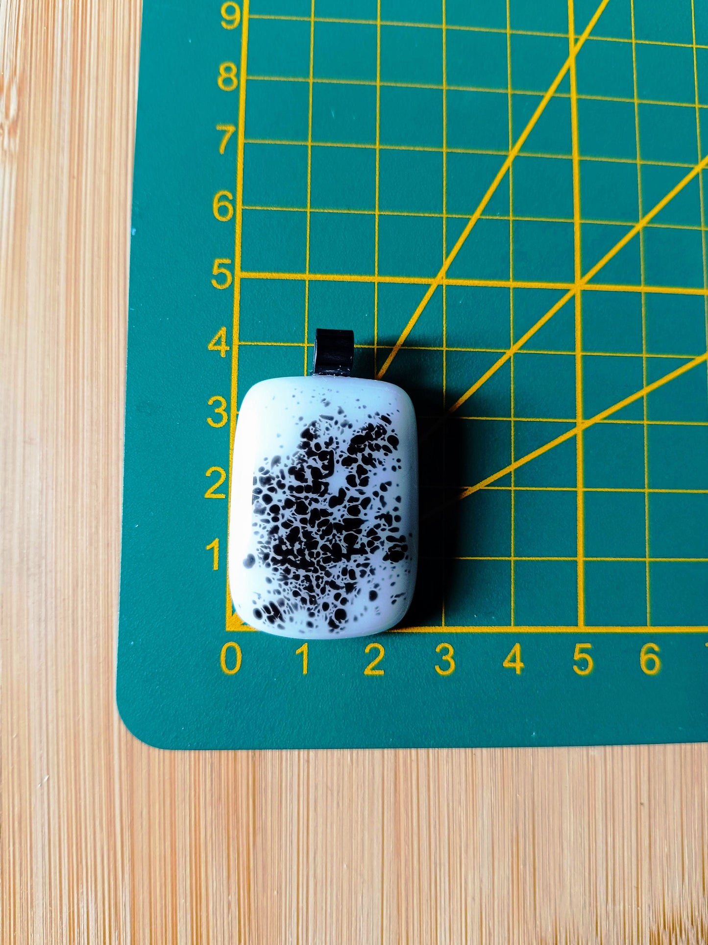 Handmade boho grungy black and white fused glass pendant necklace, birthday gift, jewelry for man or woman, teenage gift