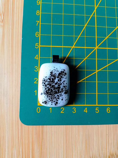 Handmade boho grungy black and white fused glass pendant necklace, birthday gift, jewelry for man or woman, teenage gift