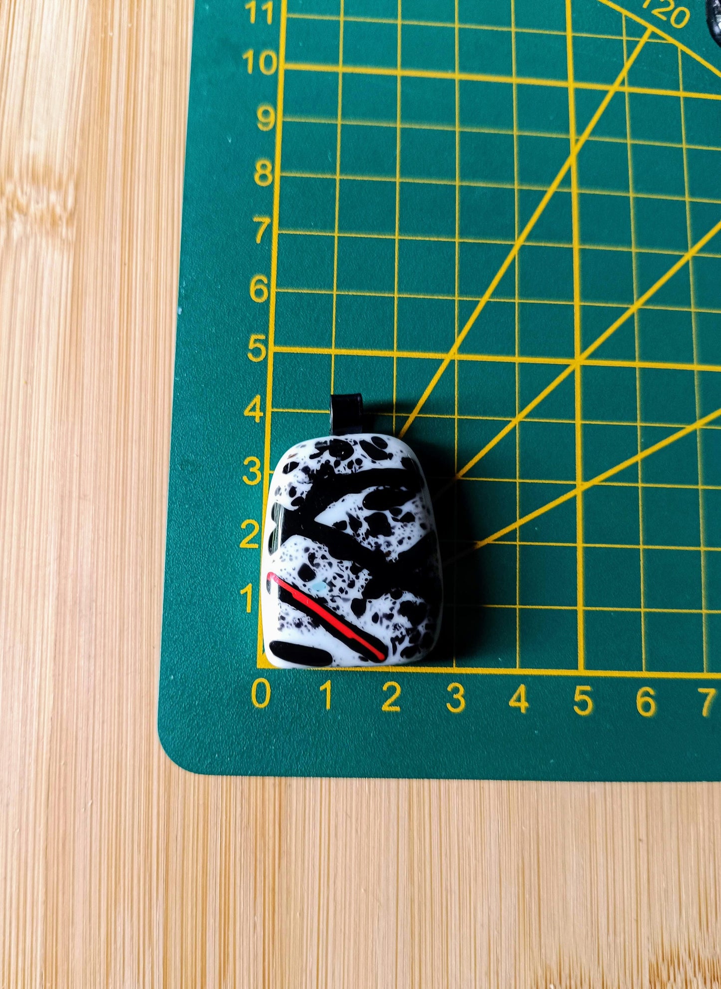 Handmade grungy style fused glass pendant necklace, birthday gift, gift for teen, wearable art jewellery