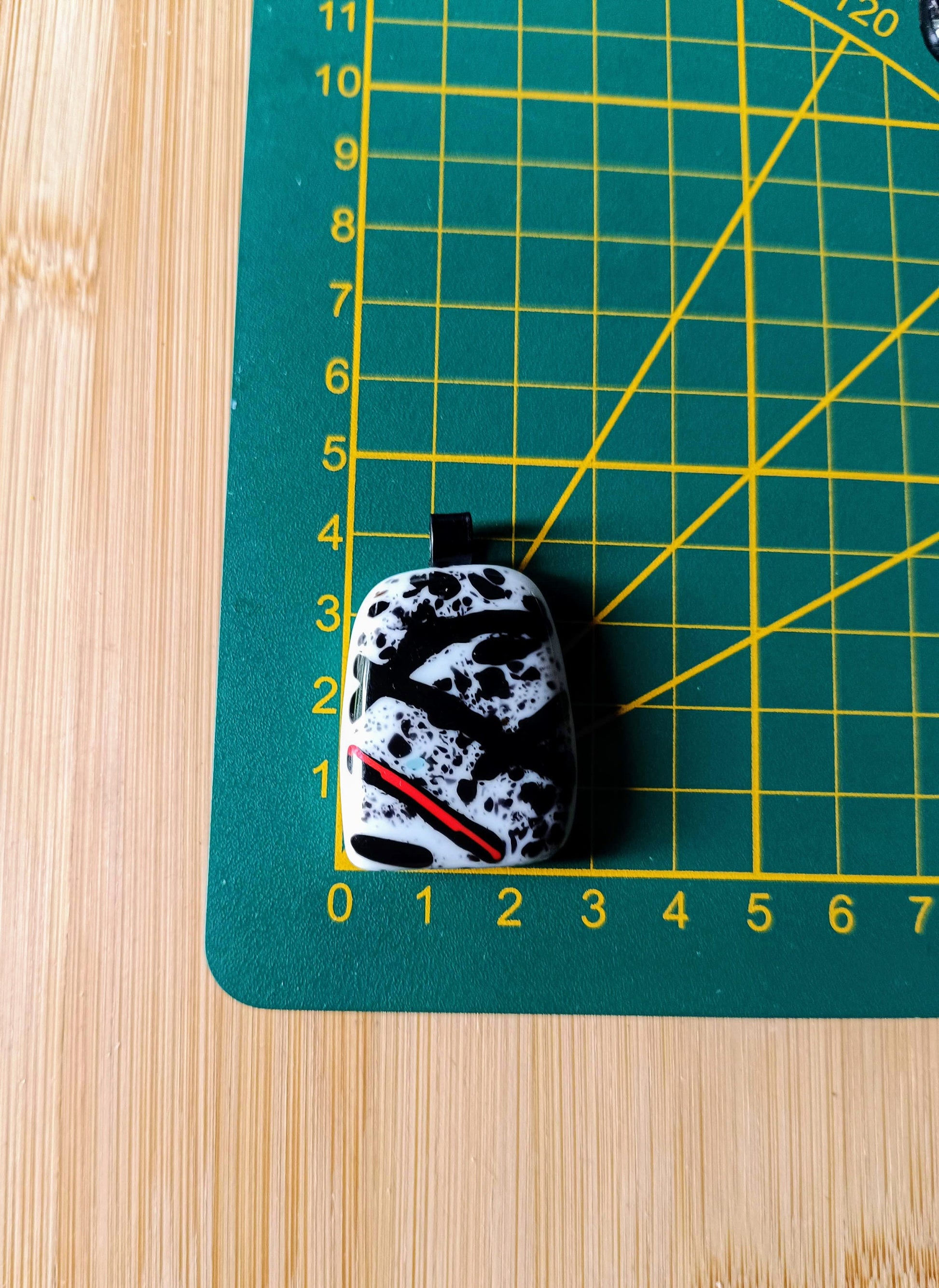 Handmade grungy style fused glass pendant necklace, birthday gift, gift for teen, wearable art jewellery