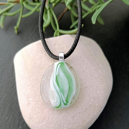 green fused glass pendant
