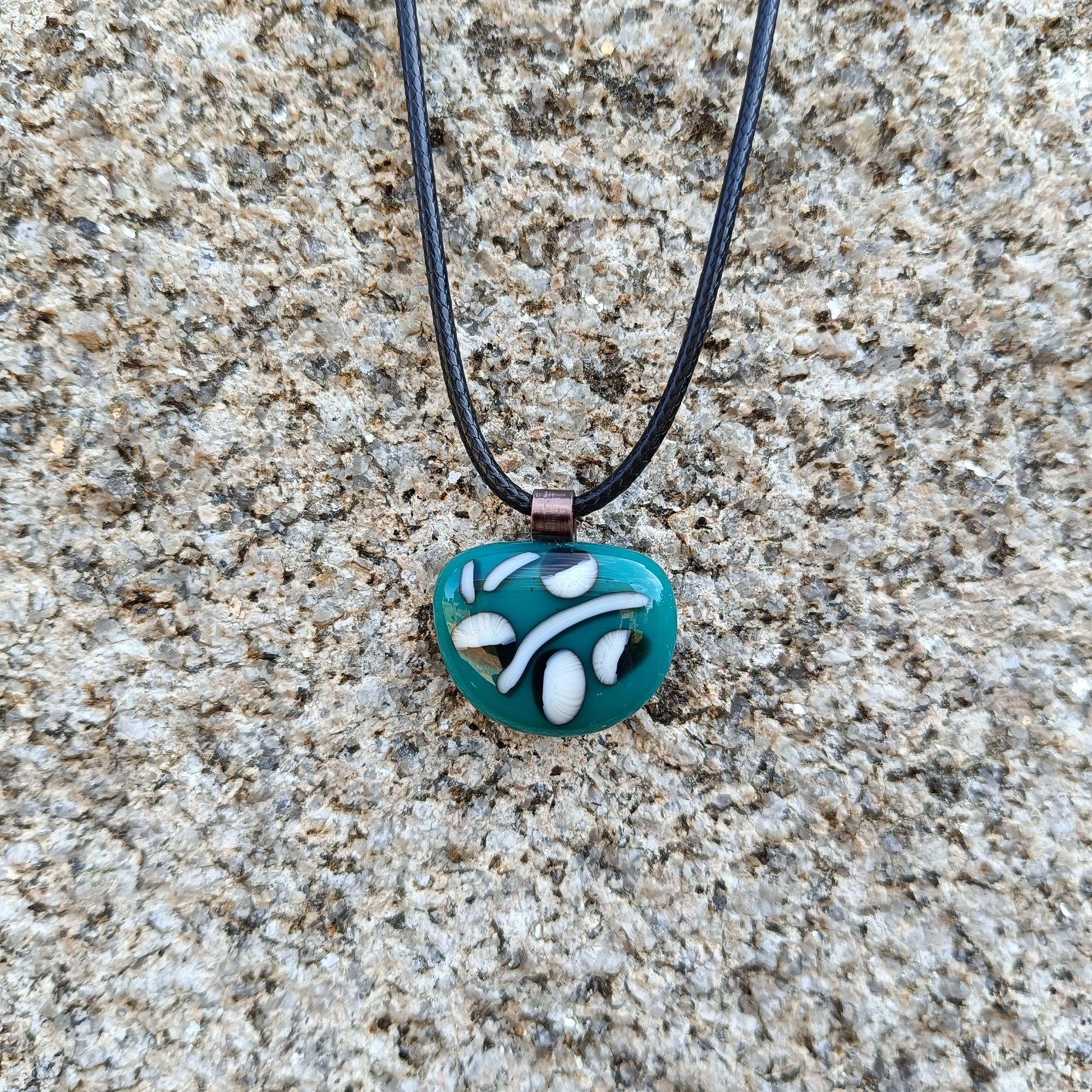 Handmade fused glass turquoise pendant, simple necklace, birthday gift, jewelry