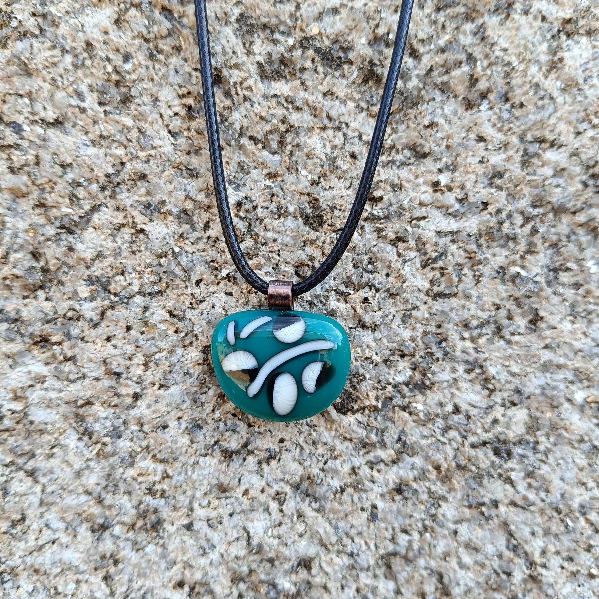 Handmade fused glass turquoise pendant, simple necklace, birthday gift, jewelry