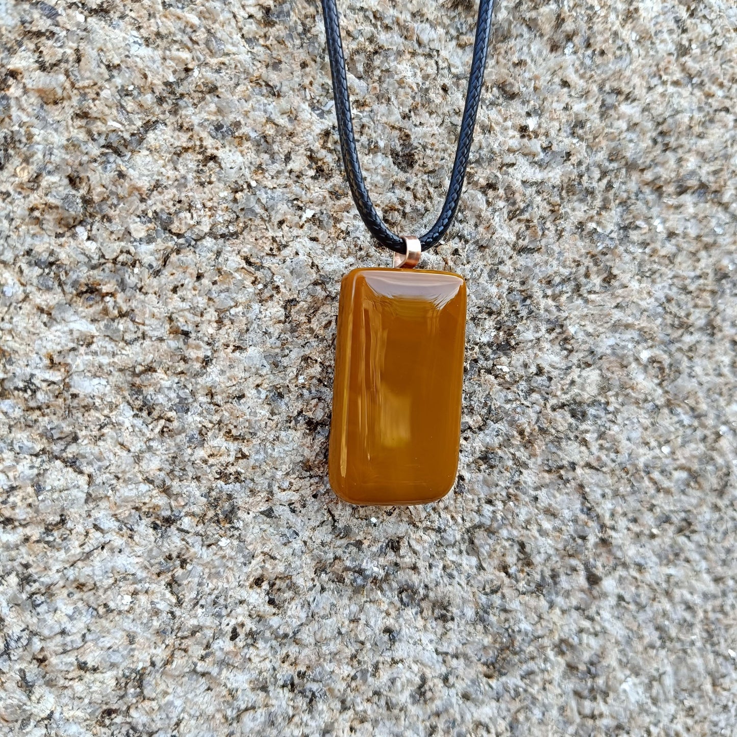 Elegant Handmade Fused Glass Pendant Necklace - Natural Tone, Perfect Birthday Gift, One-off Large Statement Piece, Wearable Art