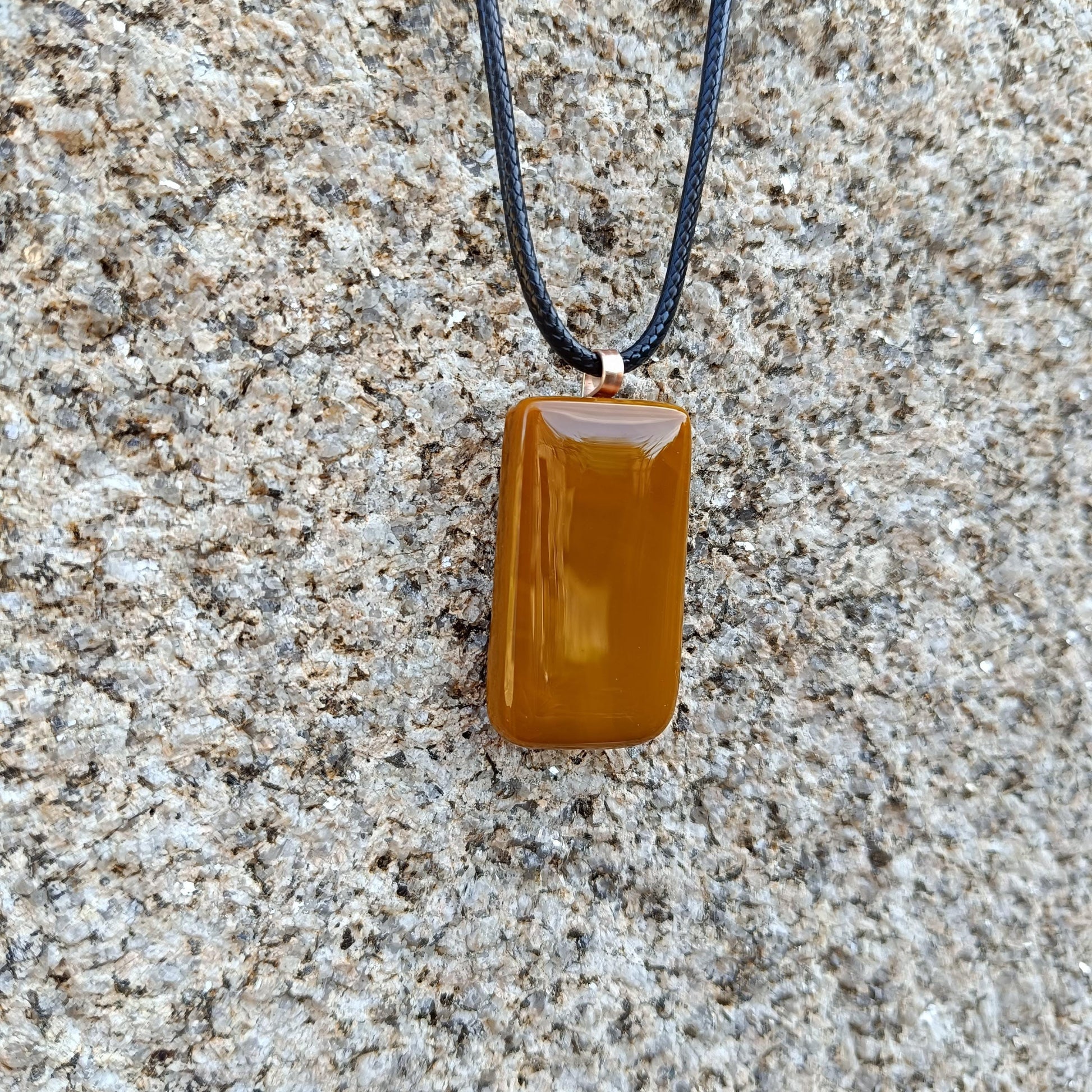 Elegant Handmade Fused Glass Pendant Necklace - Natural Tone, Perfect Birthday Gift, One-off Large Statement Piece, Wearable Art