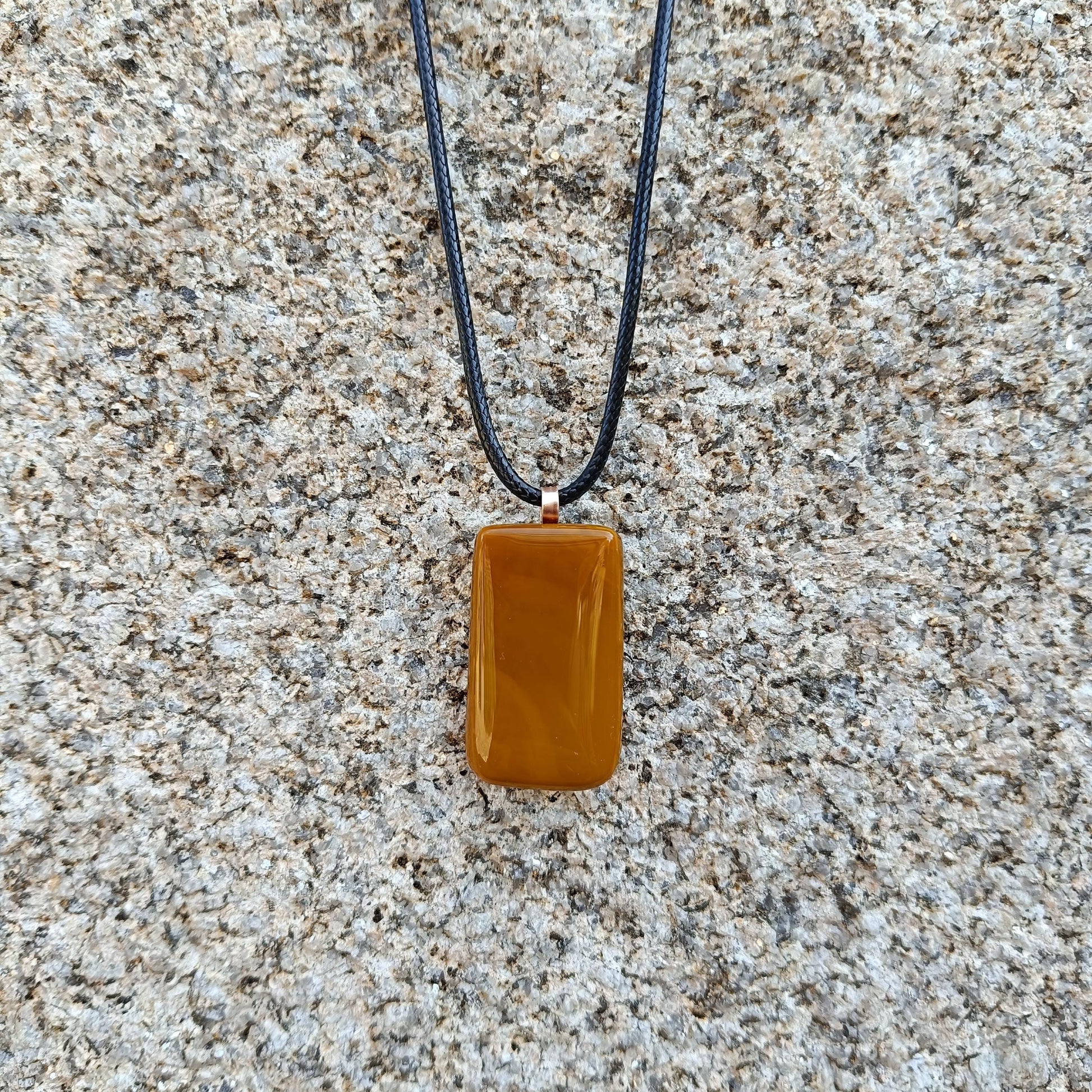 Elegant Handmade Fused Glass Pendant Necklace - Natural Tone, Perfect Birthday Gift, One-off Large Statement Piece, Wearable Art