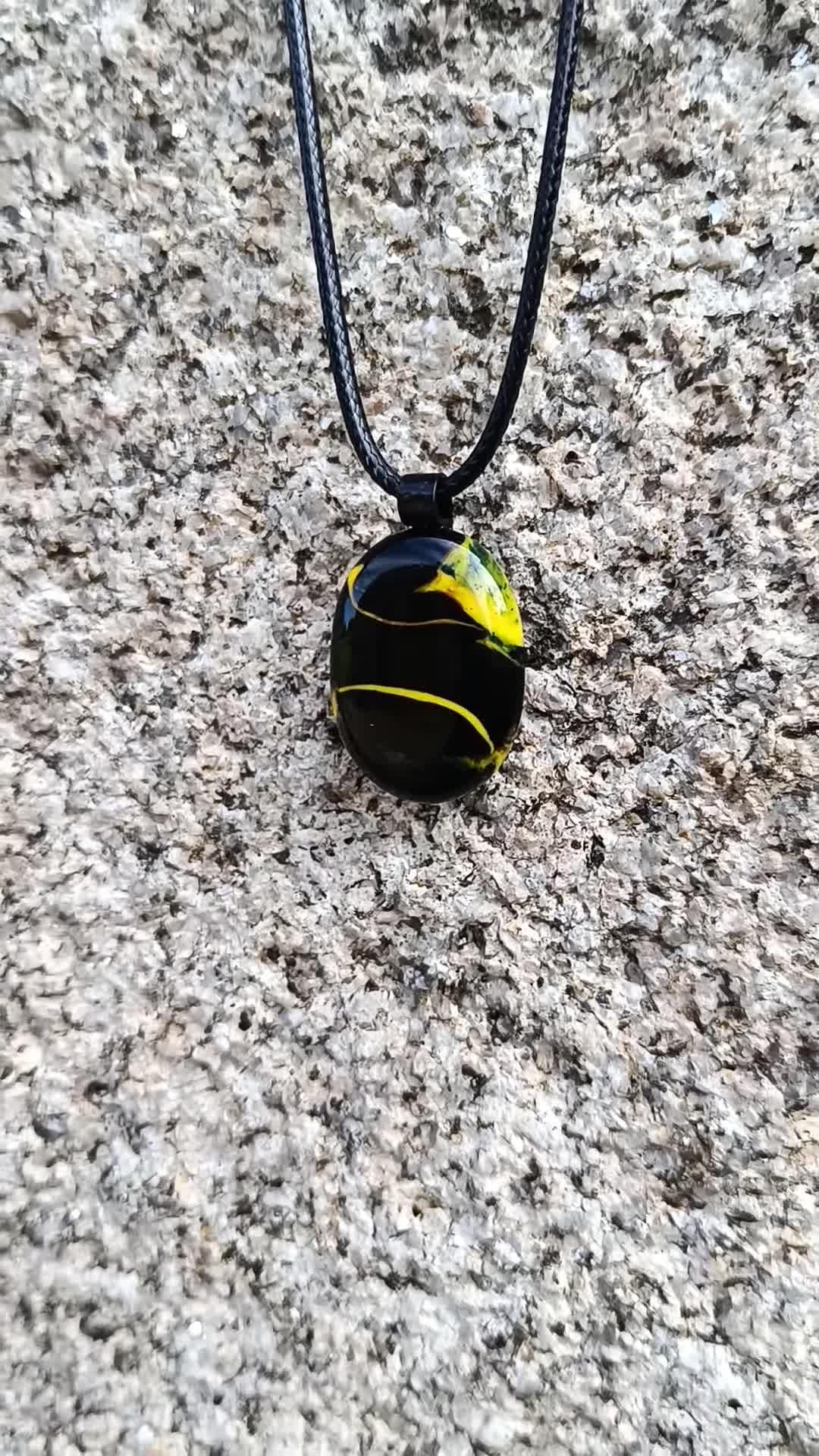 Handcrafted glass necklace pendant created from an old marble, gift for dad, original jewelry creation, for men or women.