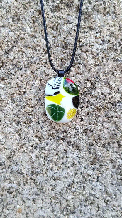 Handmade artisanal glass necklace, colourful necklace gift, one-off jewellery present, jewelry for mom, gift for sister