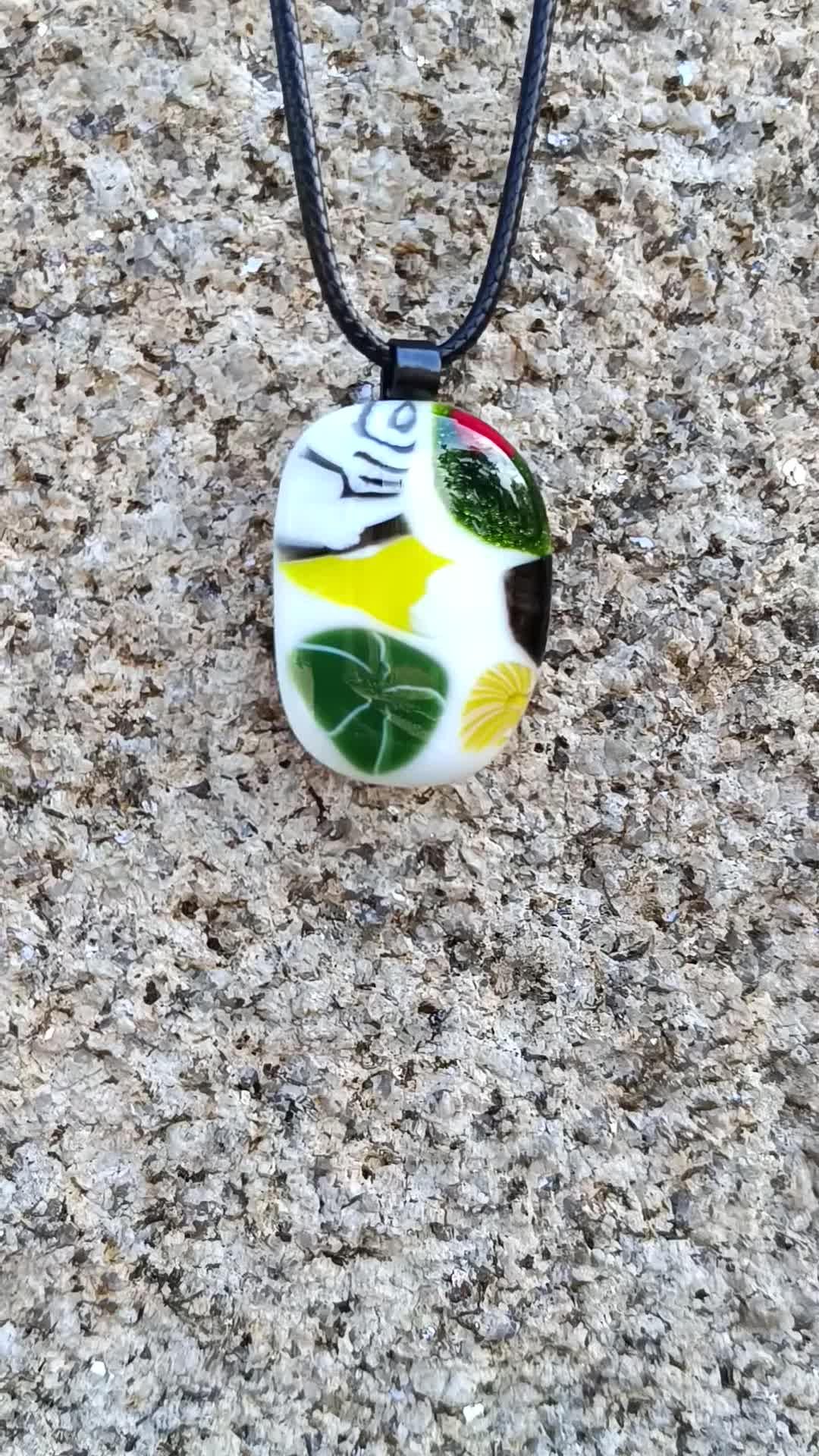 Handmade artisanal glass necklace, colourful necklace gift, one-off jewellery present, jewelry for mom, gift for sister