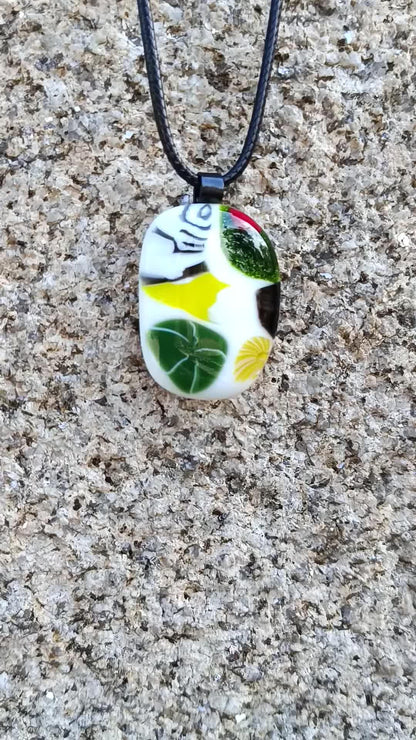 Handmade artisanal glass necklace, colourful necklace gift, one-off jewellery present, jewelry for mom, gift for sister