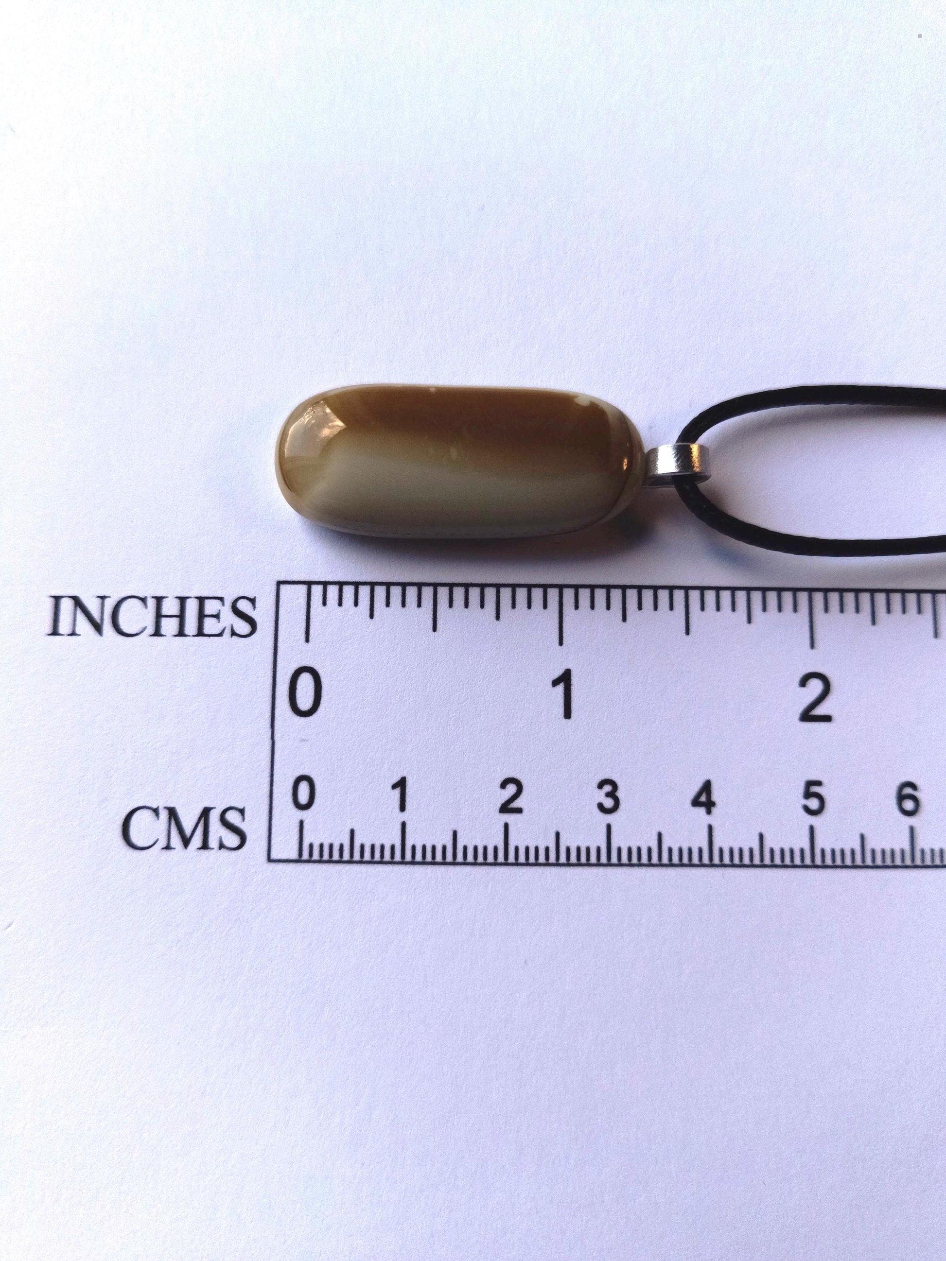 Men's Handmade Glass Pendant Necklace | Unisex Neutral Tones Dad's Gift | Wearable Art Jewelry