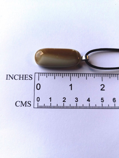 Men's Handmade Glass Pendant Necklace | Unisex Neutral Tones Dad's Gift | Wearable Art Jewelry