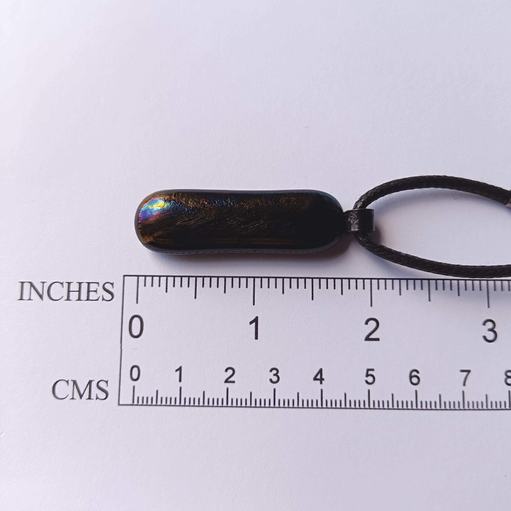 Handmade Iridescent Glass Pendant With Necklace - Fused Glass Pendant - Long Glass Pendant