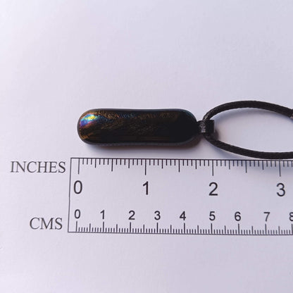 Handmade Iridescent Glass Pendant With Necklace - Fused Glass Pendant - Long Glass Pendant