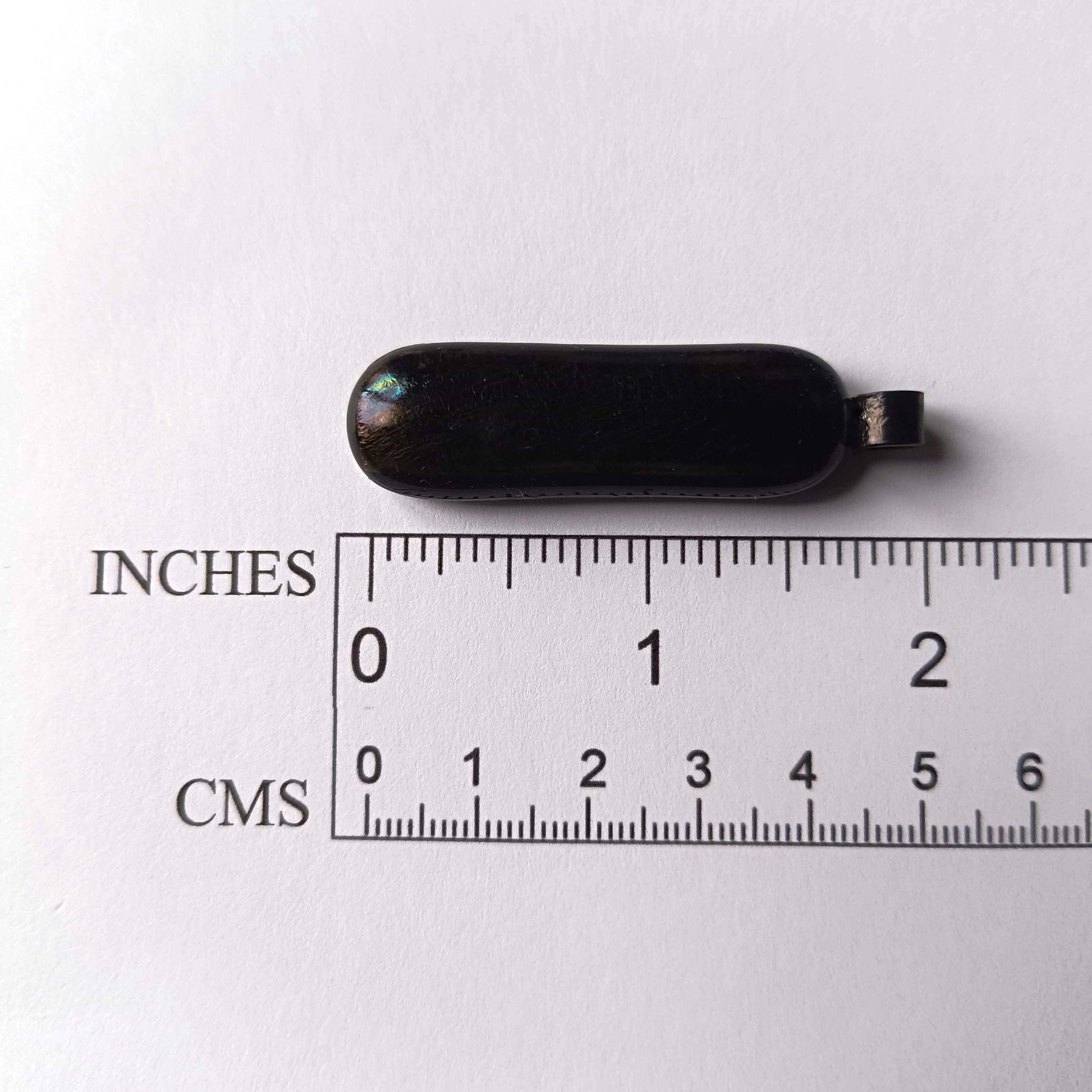 Handmade Iridescent Glass Pendant With Necklace - Fused Glass Pendant - Long Glass Pendant