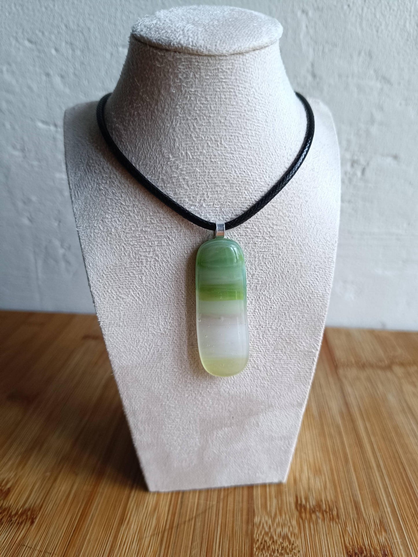 Handmade green fused glass pendant necklace, birthday gift, Boho chic, artisan jewellery gift, Boho Chic Fused Glass Pendant Necklace - BlixxiCreations