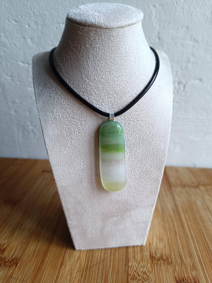 Handmade green fused glass pendant necklace, birthday gift, Boho chic, artisan jewellery gift, Boho Chic Fused Glass Pendant Necklace - BlixxiCreations