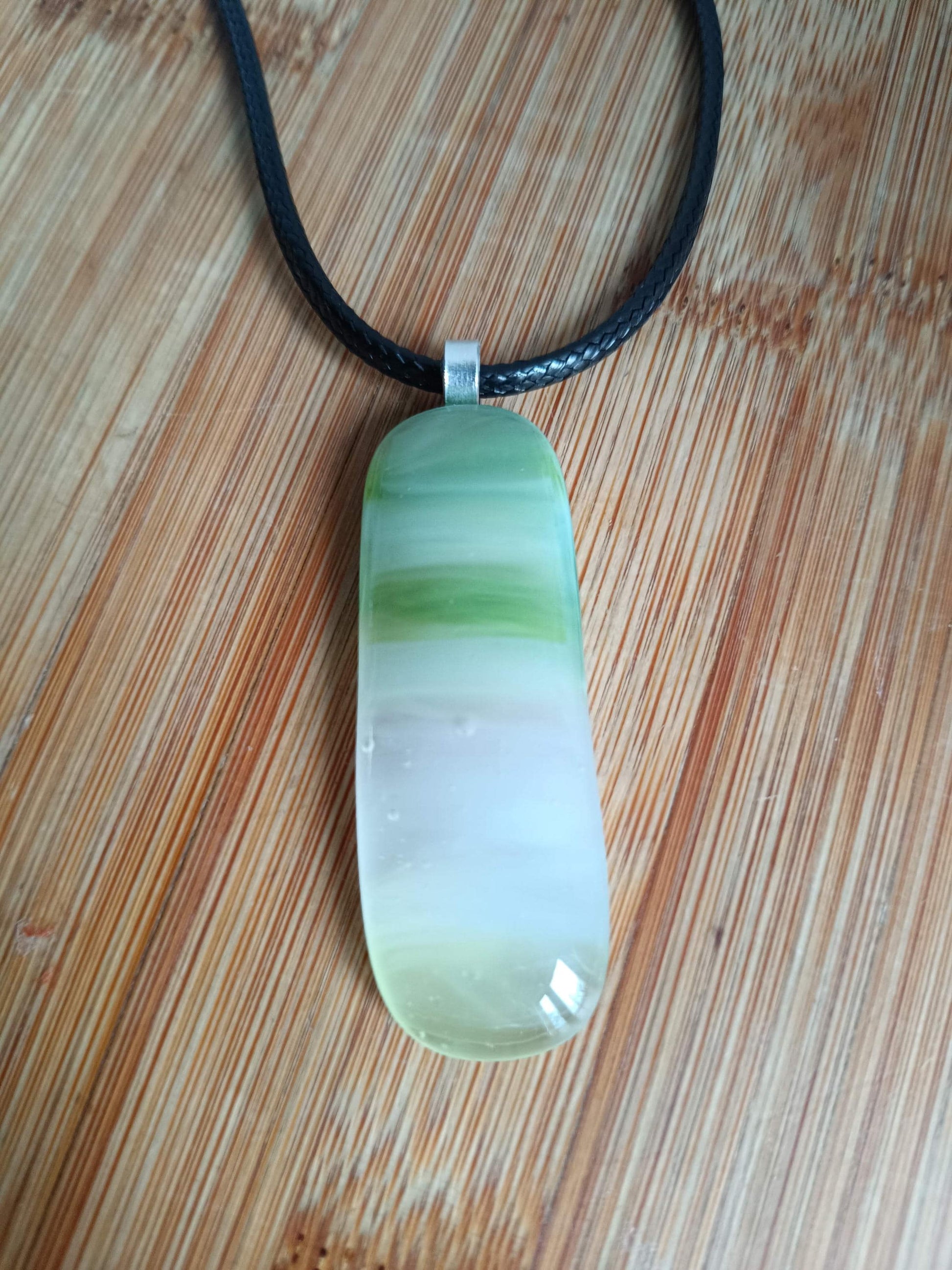 Handmade green fused glass pendant necklace, birthday gift, Boho chic, artisan jewellery gift, Boho Chic Fused Glass Pendant Necklace - BlixxiCreations