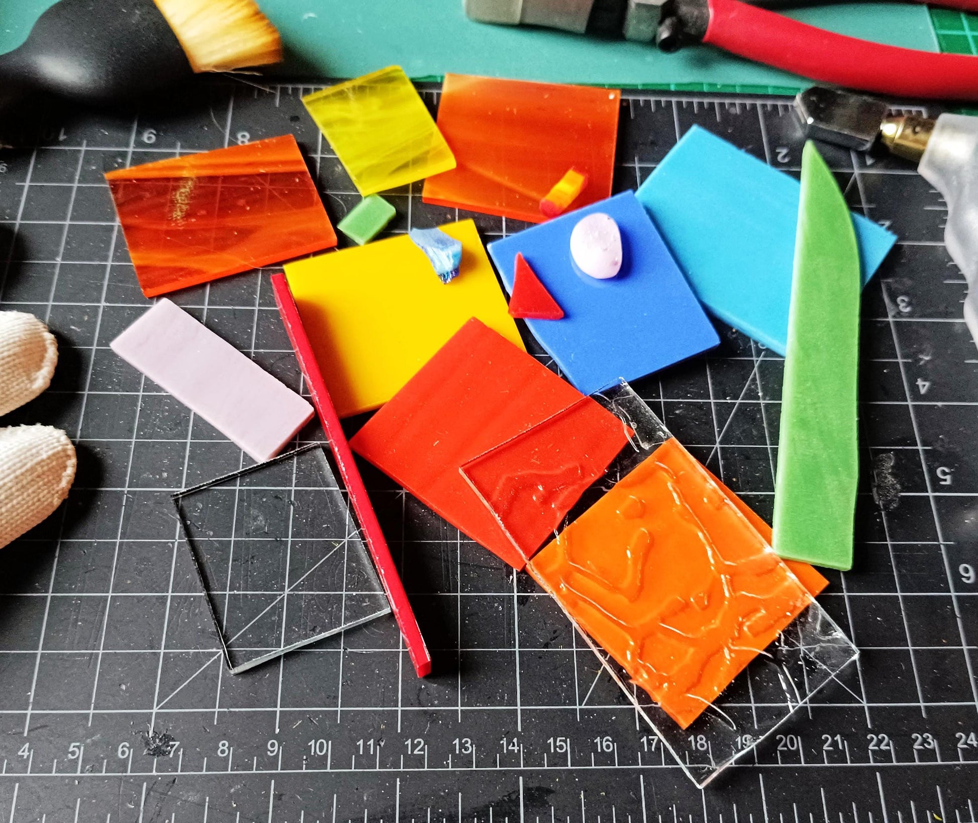 Handmade Glass Pendant Necklace - Blue and Green Stripy Glass Pendant - Gift for her, Letterbox Gift