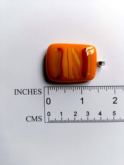 Vibrant Orange Large Handmade Fused Glass Pendant Necklace - Unique Statement Jewellery, Gift for her, Gift for him