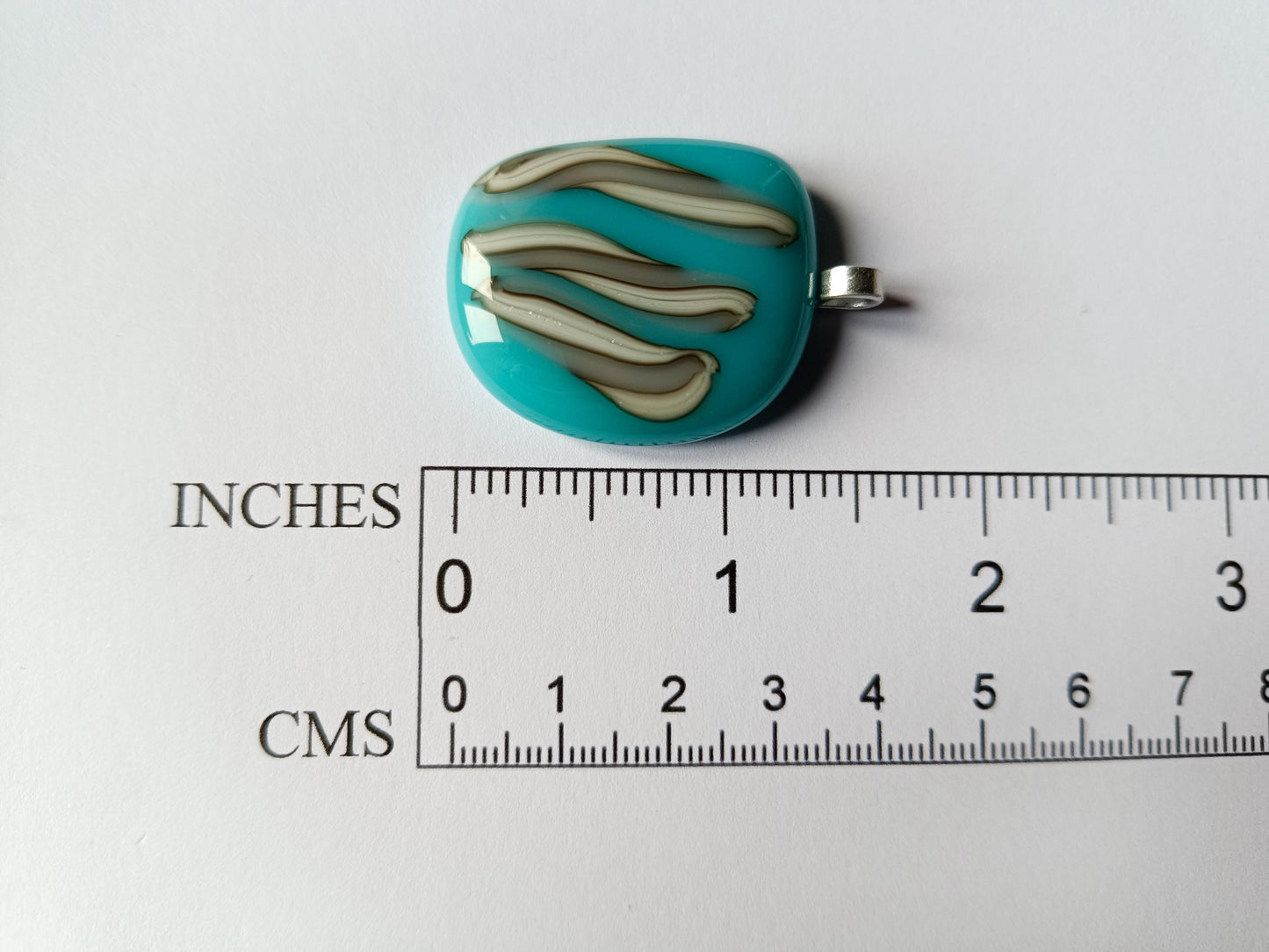 Handcrafted turquoise blue fused glass pendant necklace, handmade jewelry, gift for her, letterbox gift