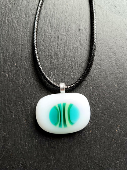 Handmade Glass Pendant Necklace - Blue, Green and White Glass Pendant - Gift for her, Letterbox Gift