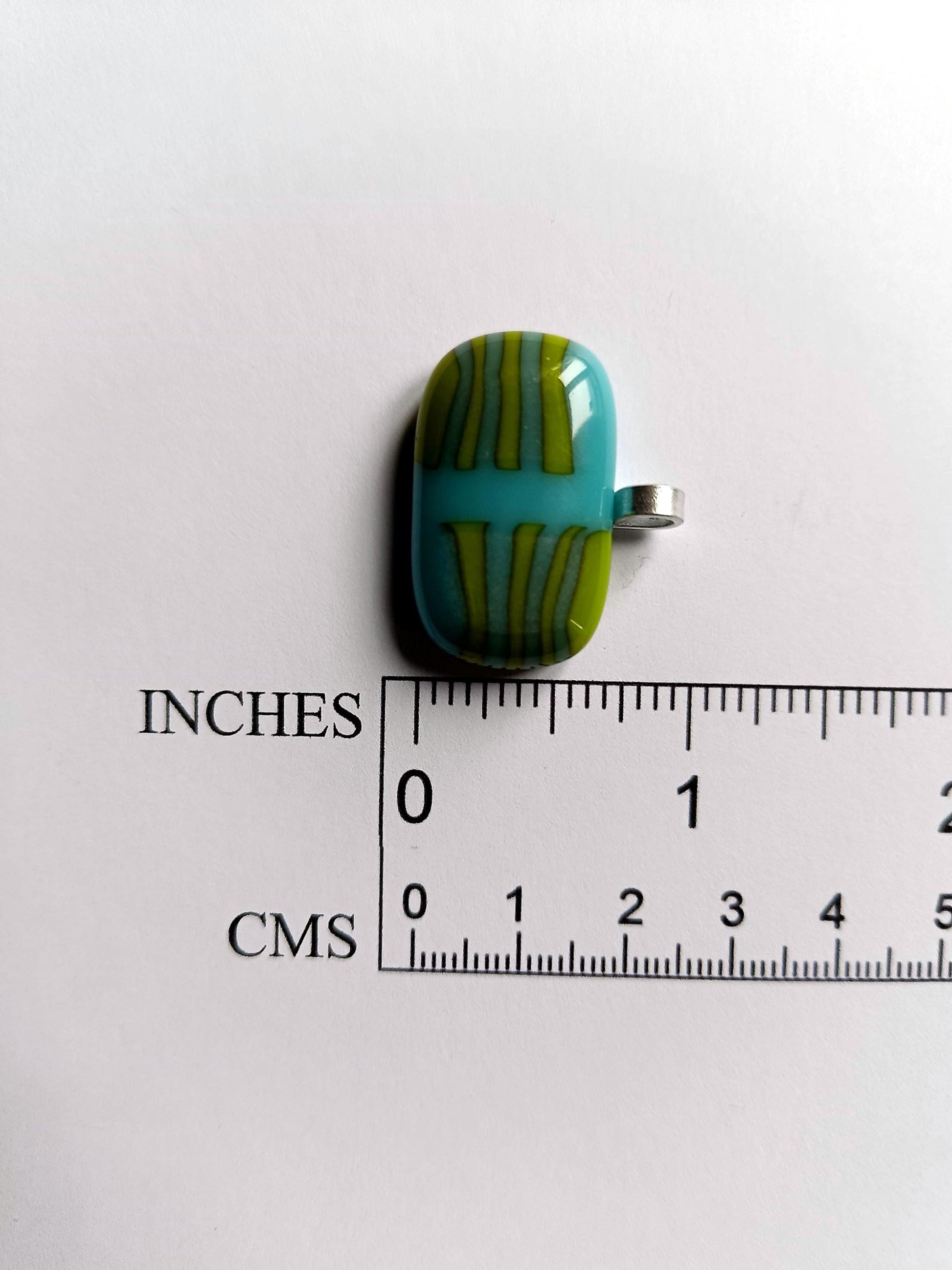 Handmade Glass Pendant Necklace - Blue and Green Stripy Glass Pendant - Gift for her, Letterbox Gift