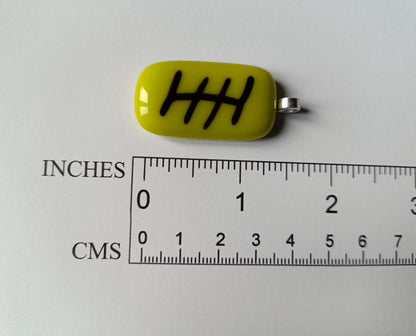 Handmade lime green fused glass pendant with cord necklace, gender-neutral gift idea, funky glass pendant