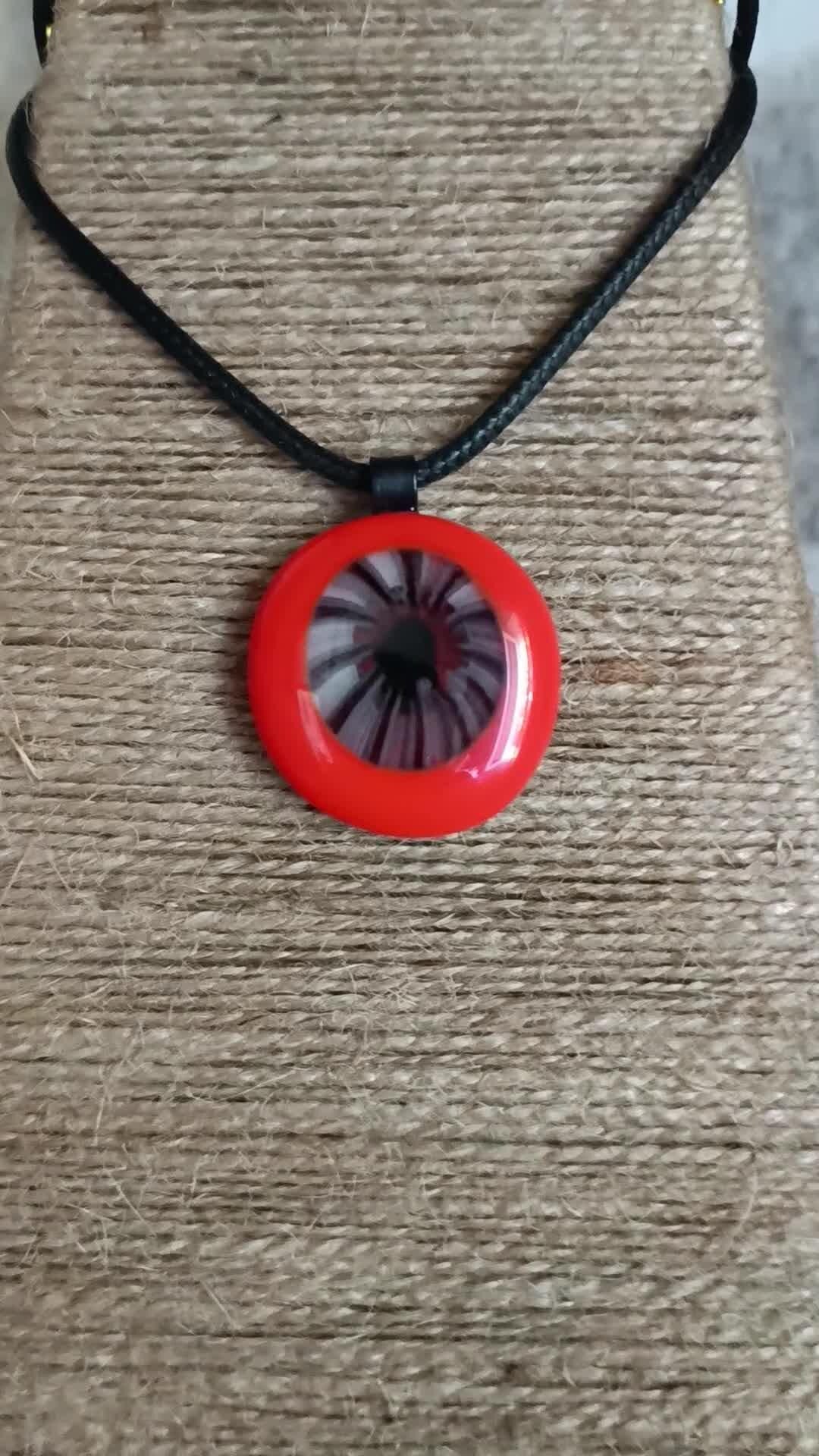 Boho Orange Fused Glass Pendant, Statement Necklace for Women, Handmade Artisan Jewelry