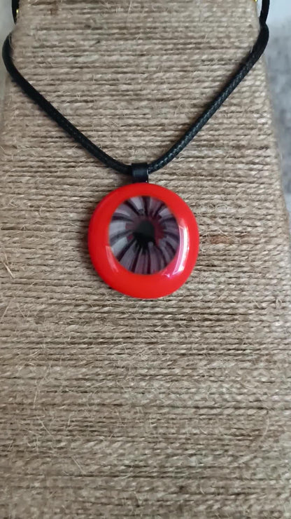 Boho Orange Fused Glass Pendant, Statement Necklace for Women, Handmade Artisan Jewelry