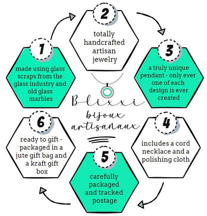 Handmade Iridescent Glass Pendant With Necklace - Fused Glass Pendant - Long Glass Pendant