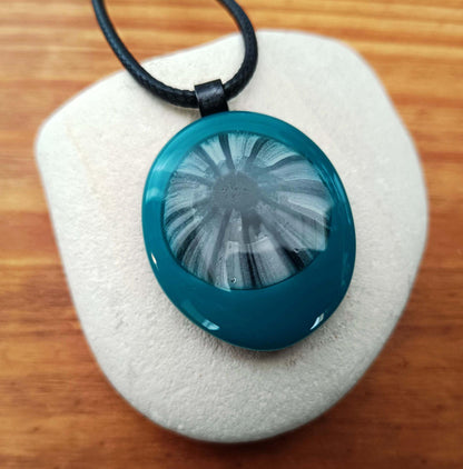 Handmade boho chic fused glass pendant necklace, elegant artisan jewelry birthday gift for mom, sister, friend