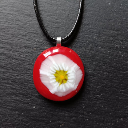 Handmade red fused glass pendant with necklace, gift for her, letterbox gift, handcrafted jewelry